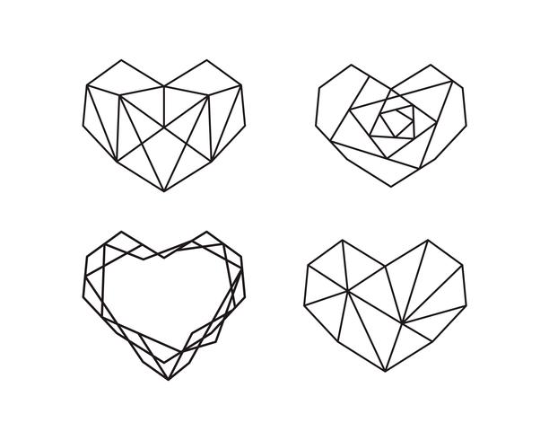 Geometrische Heart Shapes-collectie. Set van hart logo&#39;s in Vector. Heart Logo Symbol and Icons Valentijnsdag vector