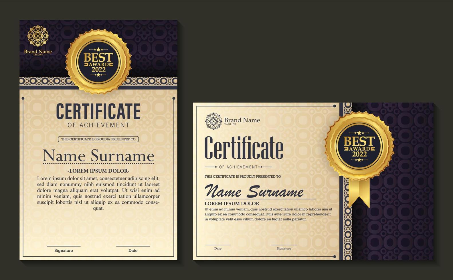 premium gouden zwart certificaatsjabloonontwerp vector