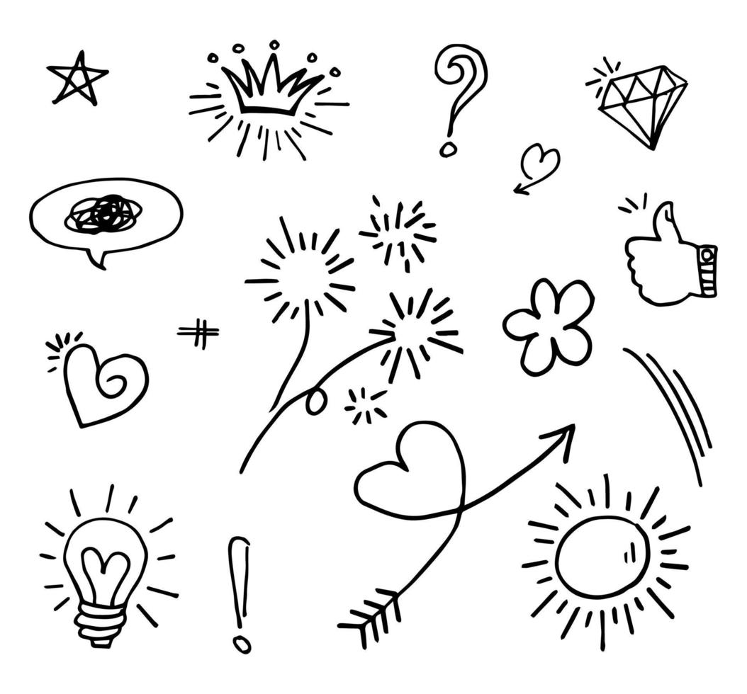 doodle element vector set, voor conceptontwerp.