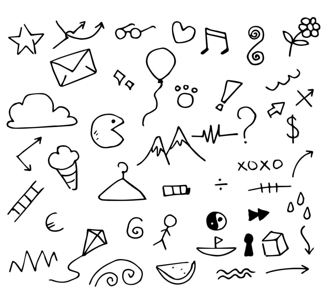 doodle element vector set, voor conceptontwerp.