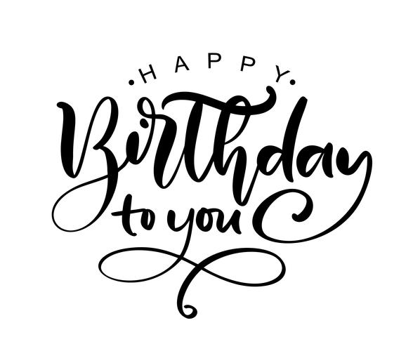 Vector illustratie handgeschreven moderne borstel belettering van Happy Birthday-tekst op witte achtergrond. Hand getrokken typografieontwerp. Groeten kaart