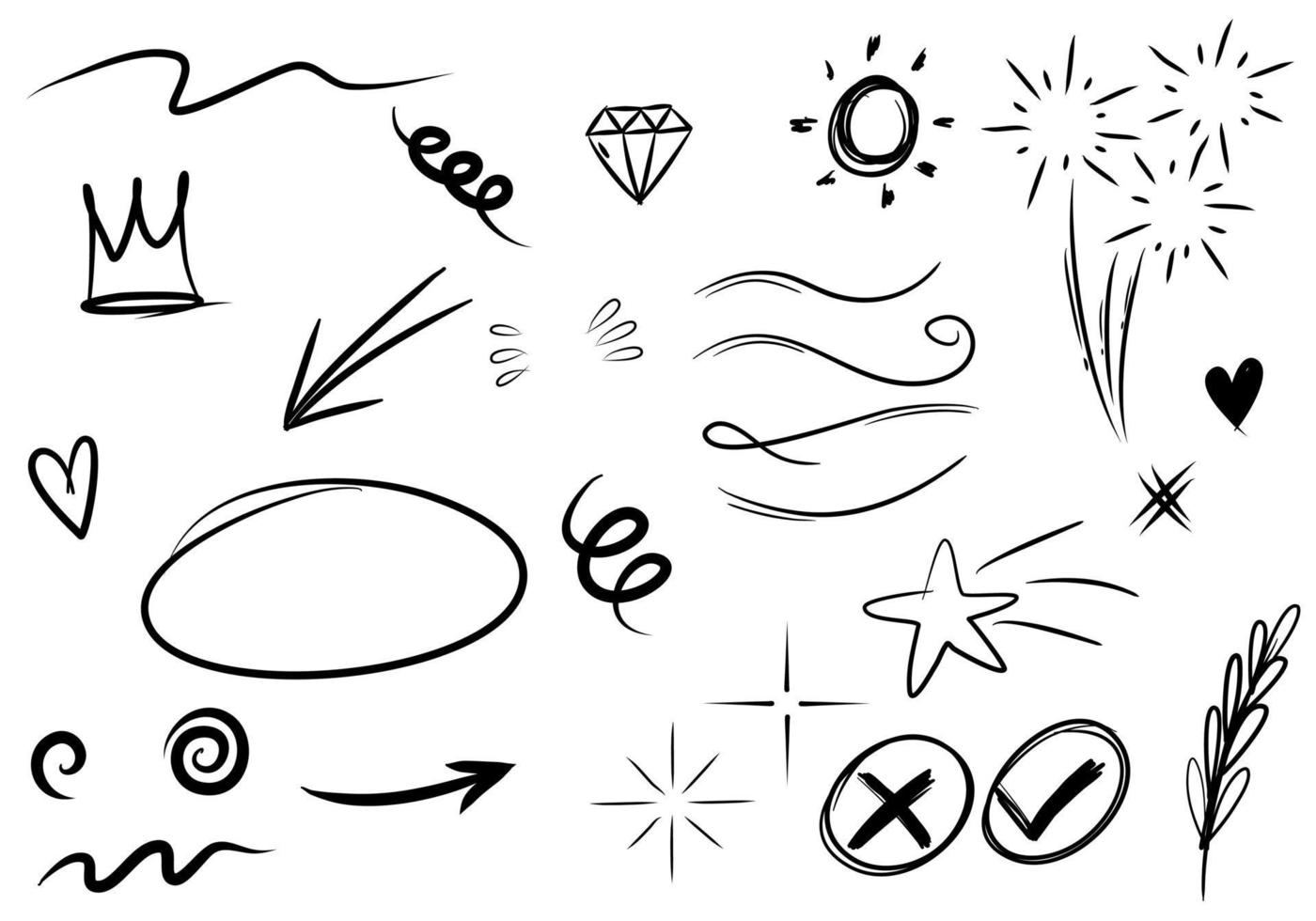 hand getrokken set doodle elementen voor conceptontwerp. vectorillustratie. vector