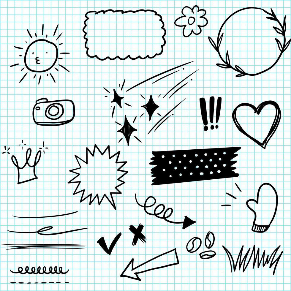 hand getrokken set doodle elementen voor conceptontwerp. vectorillustratie. vector