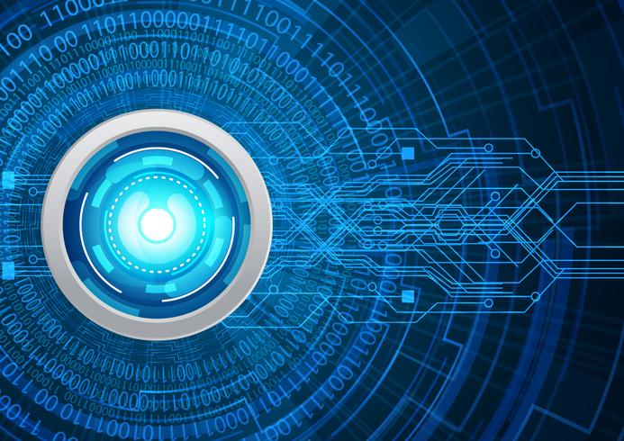 Blauw oog cyber veiligheidsconcept, abstract hallo snelheid digitaal Internet. toekomstige technologie, vectorachtergrond. vector