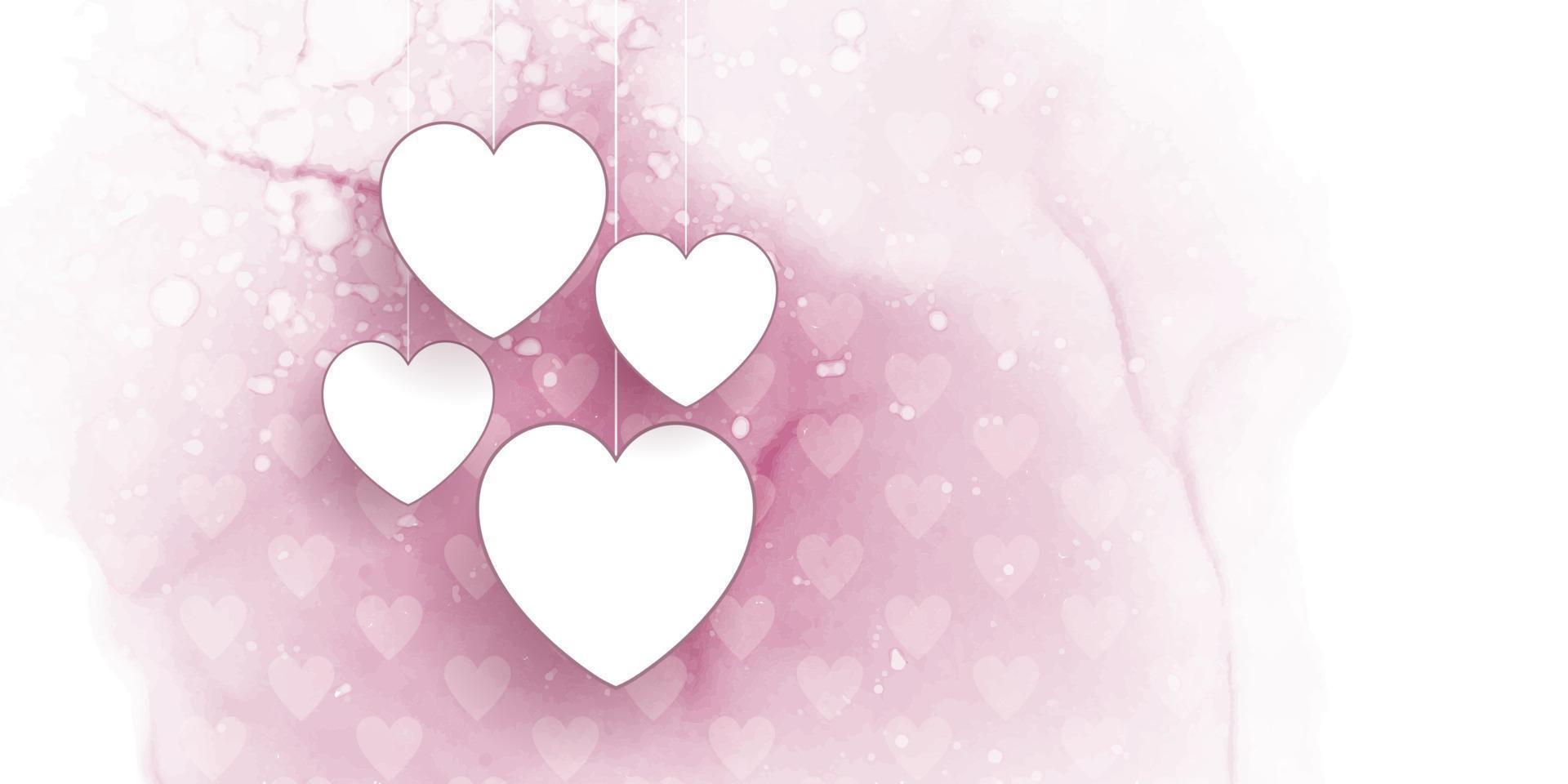 Valentijnsdag banner met hart op aquarel ontwerp vector