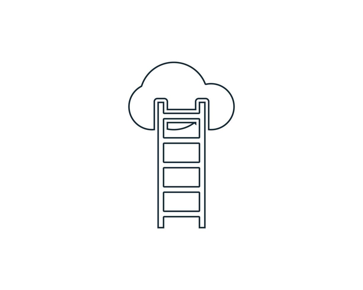 ladder en wolk lijntekeningen pictogram ontwerpsjabloon elementen vector