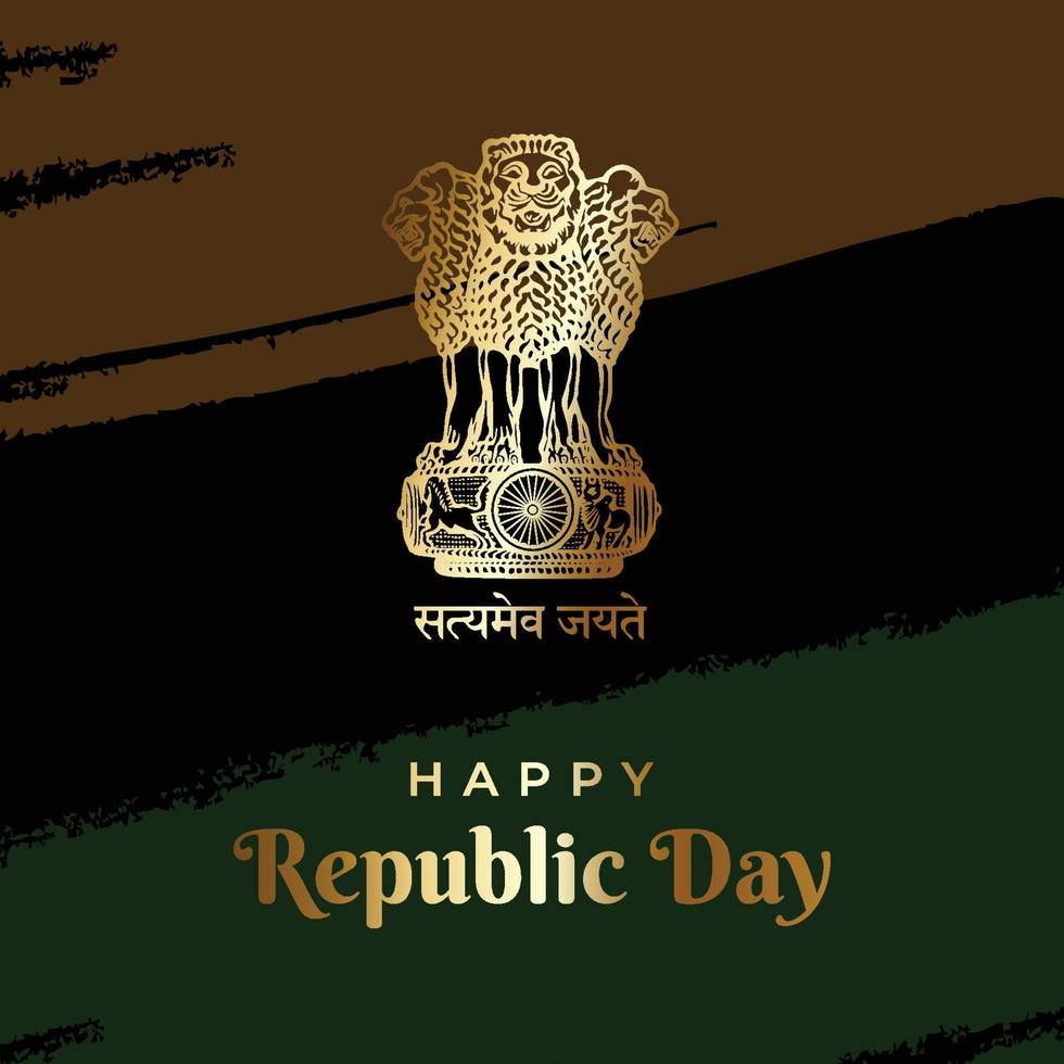 republiek dag van india 26 januari met nationaal embleem vector