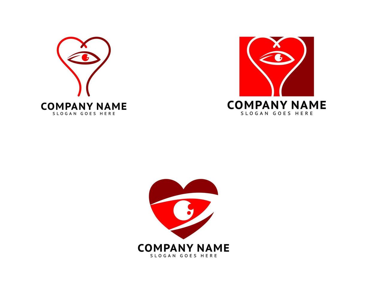 set van oog hart liefde logo vector design