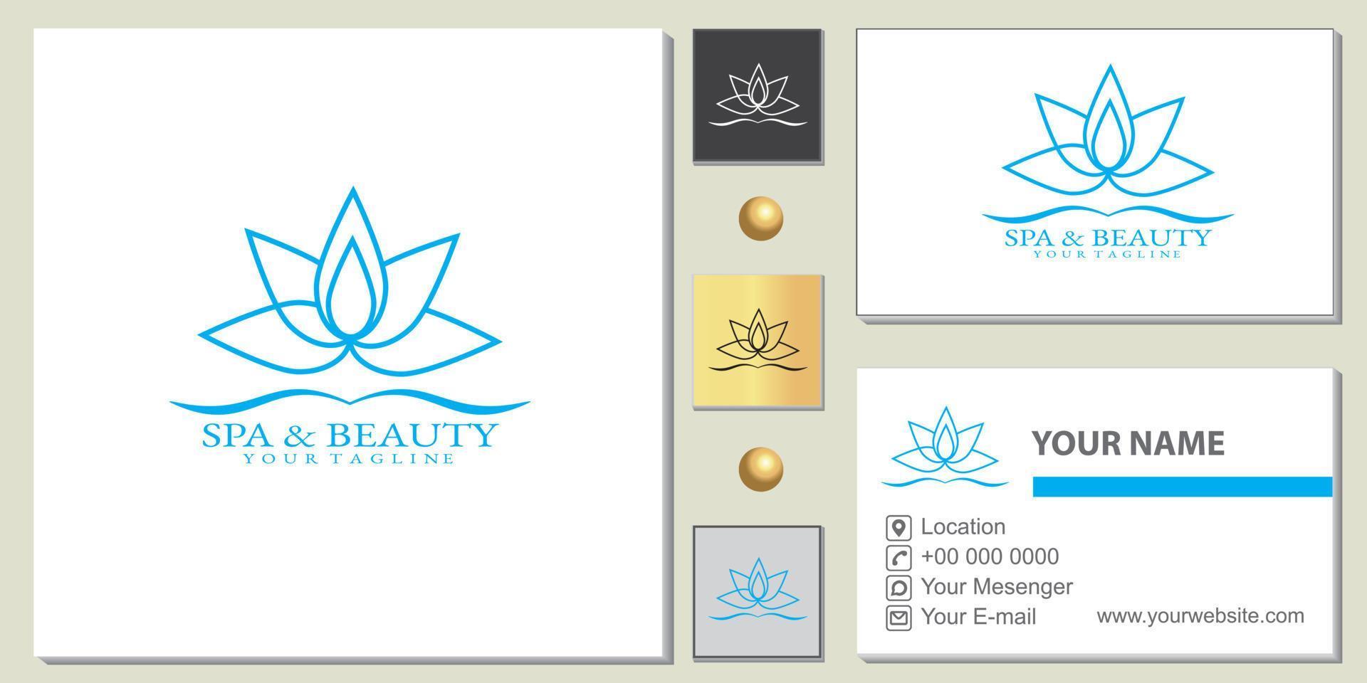 spa en beauty logo premium sjabloon met elegante visitekaartje vector eps 10