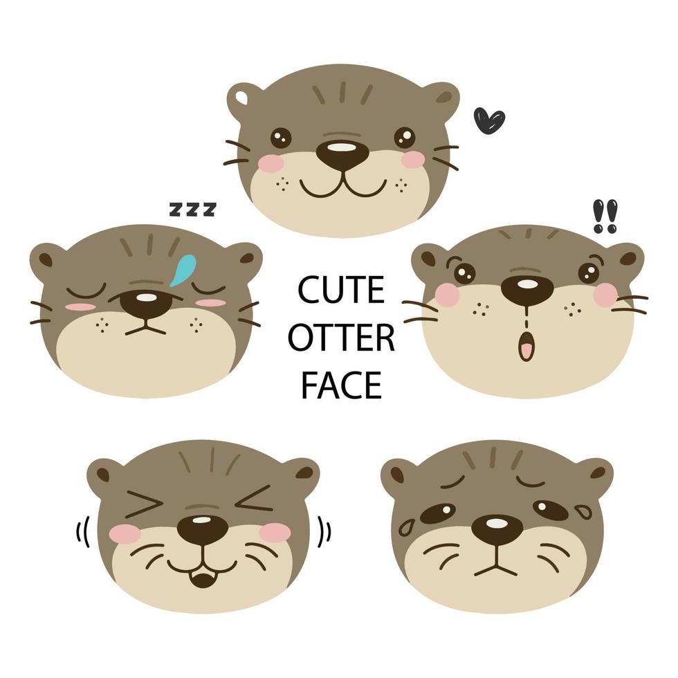 leuke cartoonotter in verschillende emoties. vector