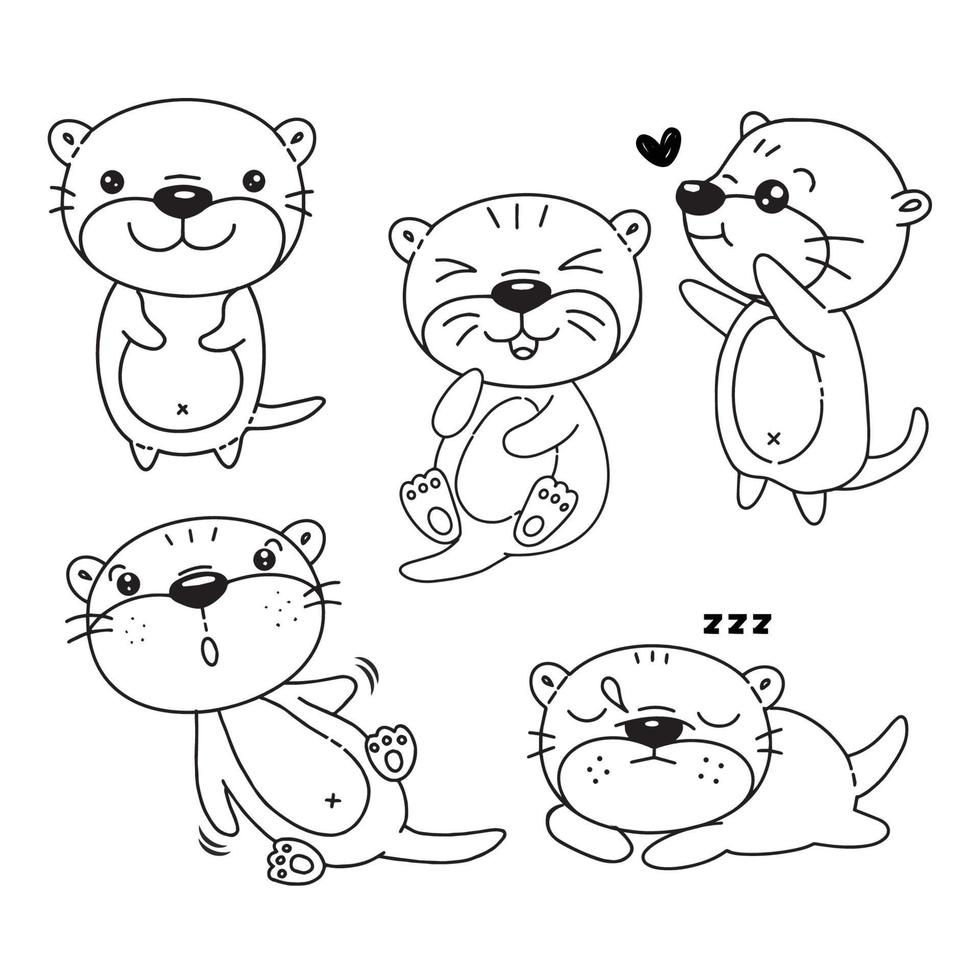 schattig geschetst otter kleuren vectorillustratie. vector