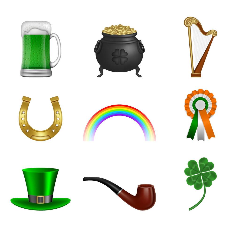 set van st. patrick's day-elementen en symbolen. vector