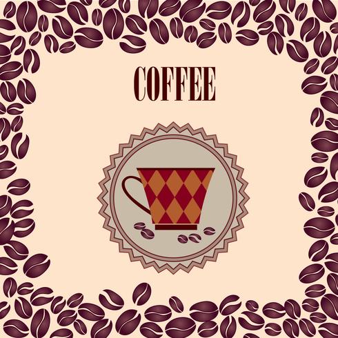 Koffie warme drank. Cafe kaart achtergrond. Koffiebonen retro patroon. vector