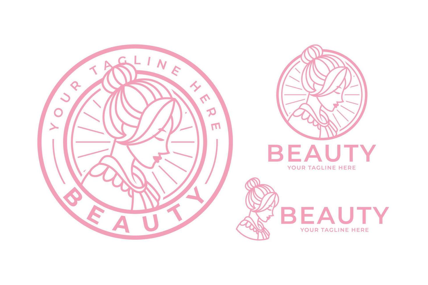 vrouwelijke schoonheid vrouwen roze logo sjabloon vector