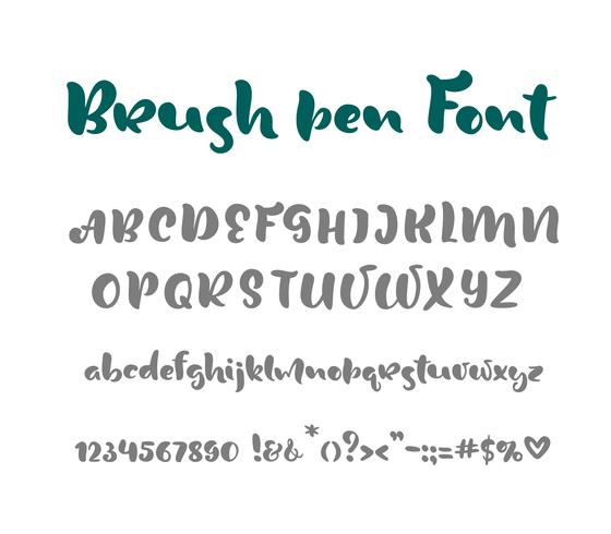 Engels alfabet met de hand geschreven vectorscript op witte achtergrond. Informeel handschrift Handgeschreven lettertype met hoofdletter en kleine letter en interpunctie vector
