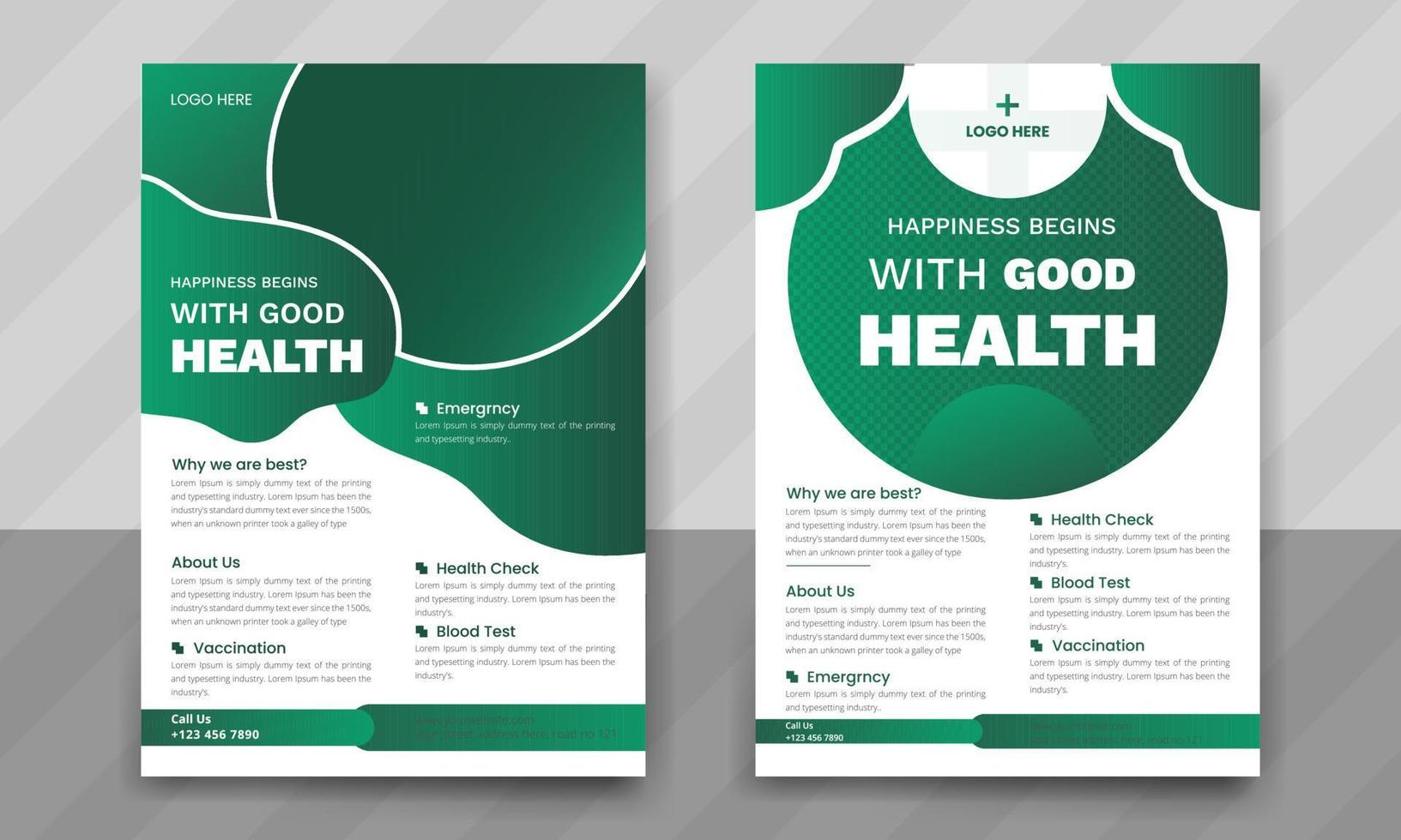 modern medisch vliegerontwerp voor de gezondheidszorg voor een zakelijk bureau. a4 sjabloonontwerp folder met omslag vectorillustratie pro download vector