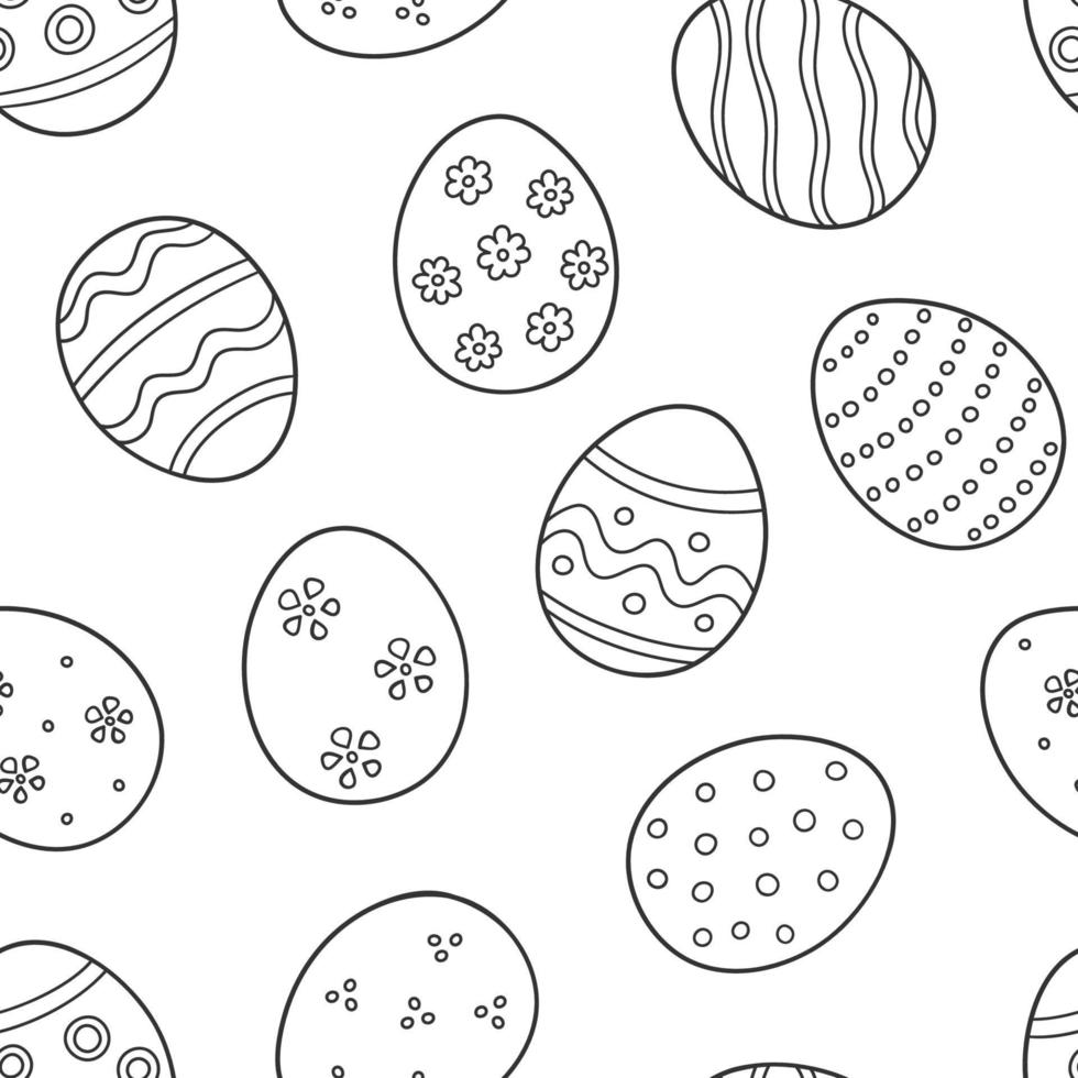 versierde eieren als een symbool van de grote Pasen. naadloze patroon in doodle stijl. hand getekende vectorillustratie vector