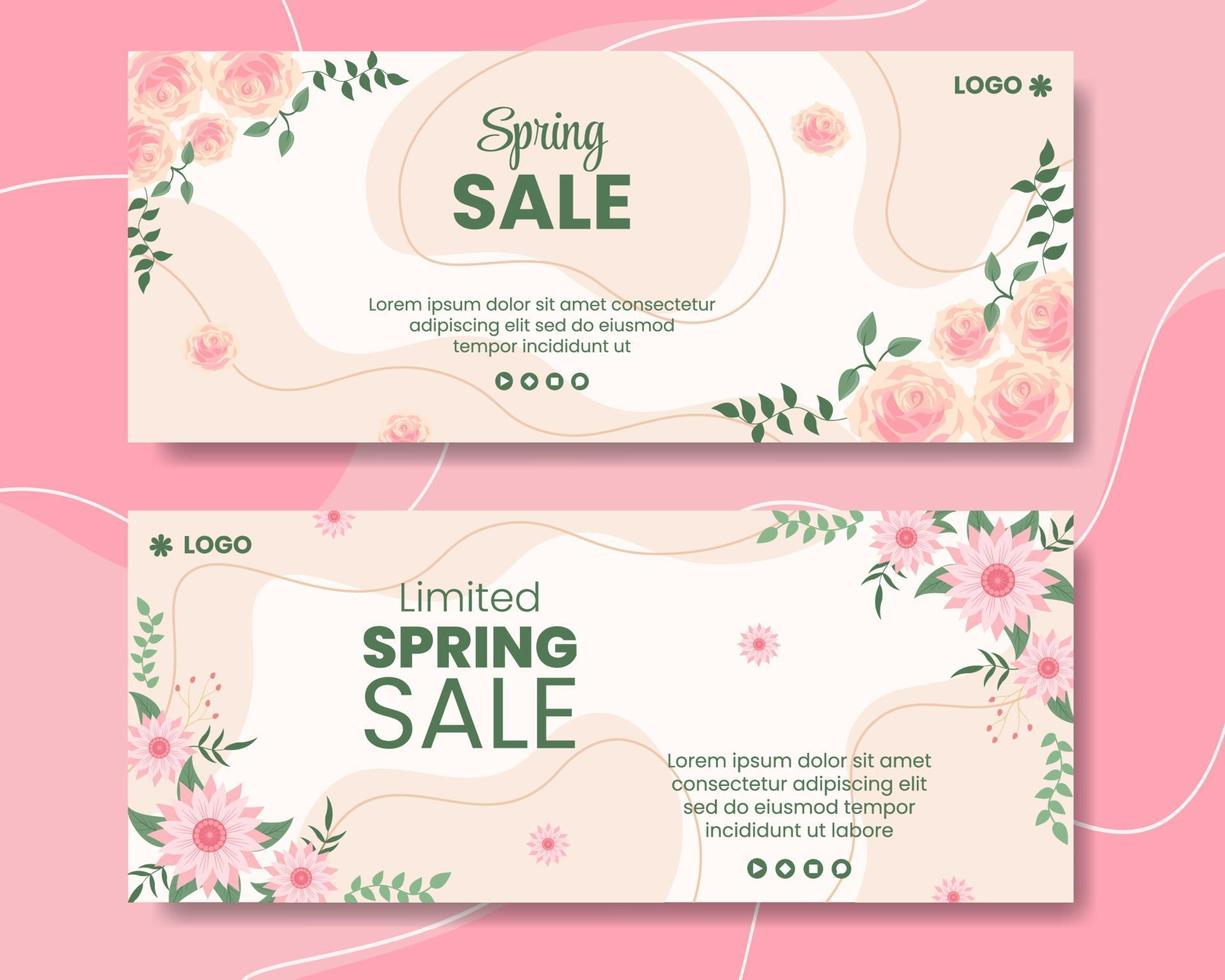 lente verkoop met bloesem bloemen banner sjabloon platte ontwerp illustratie bewerkbaar van vierkante achtergrond geschikt voor sociale media of wenskaart vector