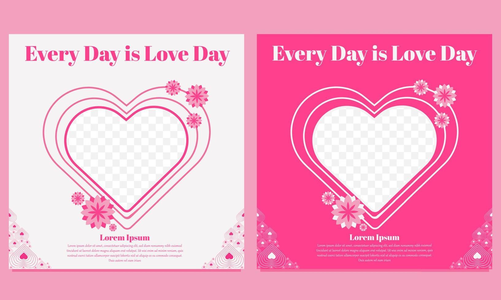 roze liefde Valentijnsdag social media postsjabloon vector
