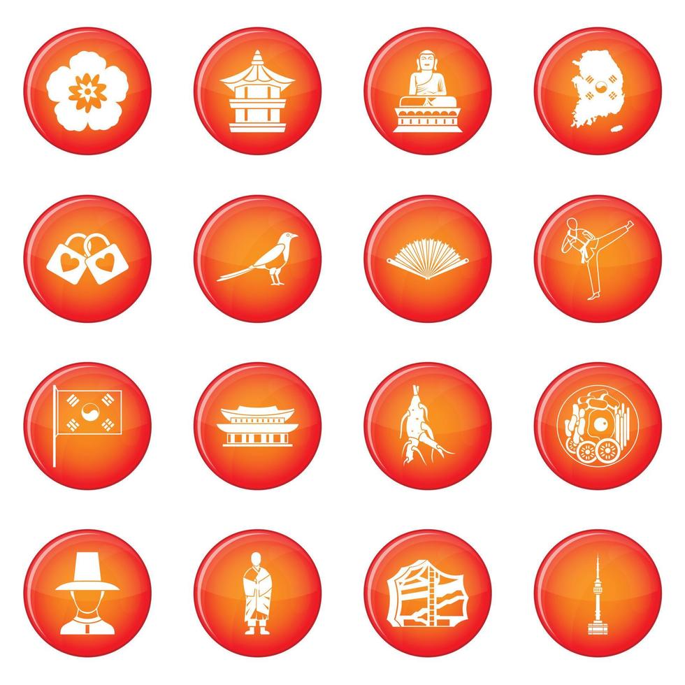 zuid-korea iconen vector set