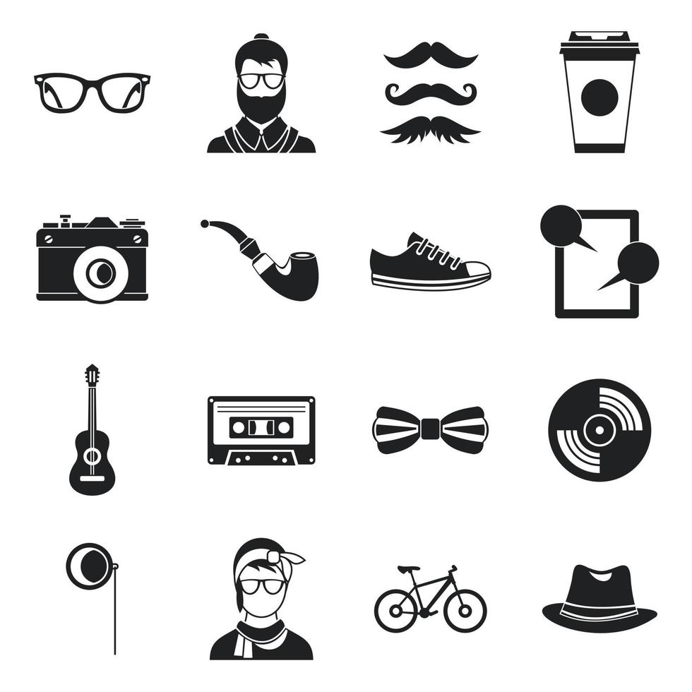 hipster iconen set, eenvoudige stijl vector