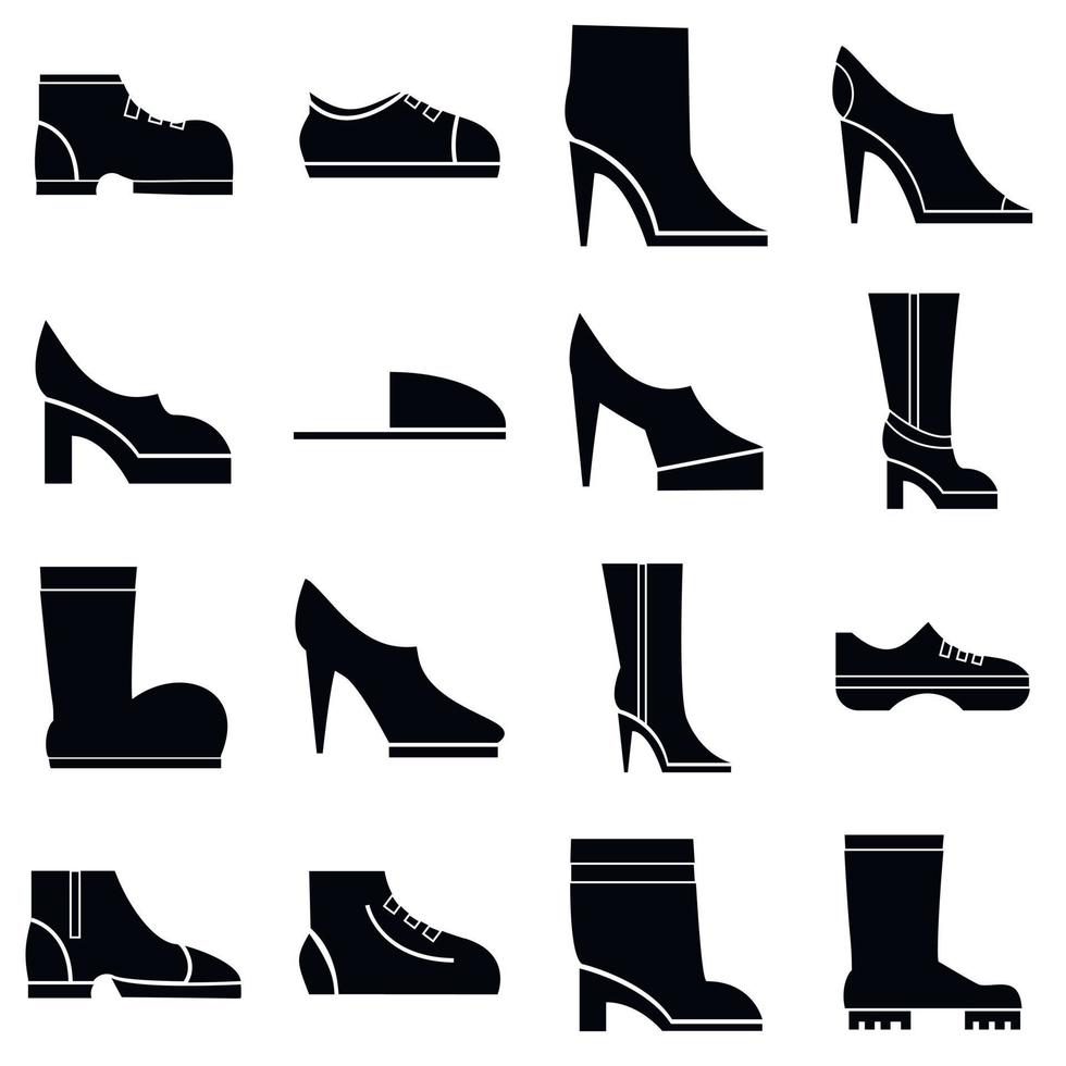 schoenen iconen set, eenvoudige stijl vector