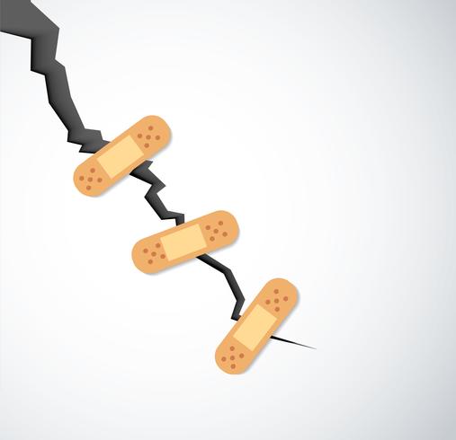 pleister op barst in grond na aardbeving de spleet op het oppervlak vector