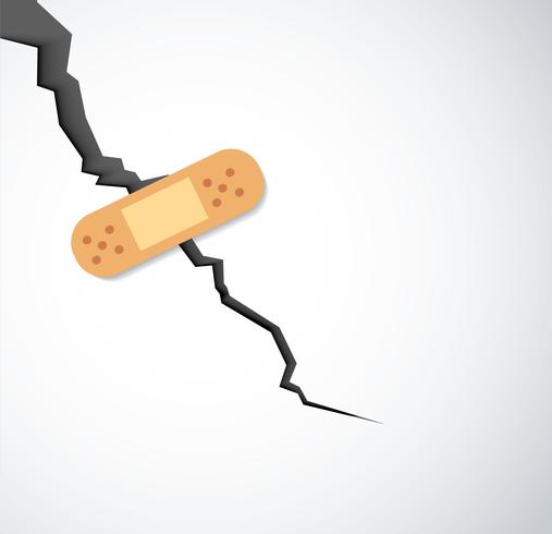 pleister op barst in grond na aardbeving de spleet op het oppervlak vector