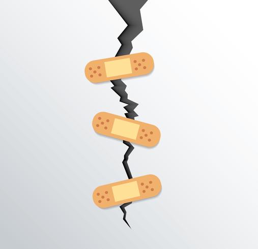 pleister op barst in grond na aardbeving de spleet op het oppervlak vector