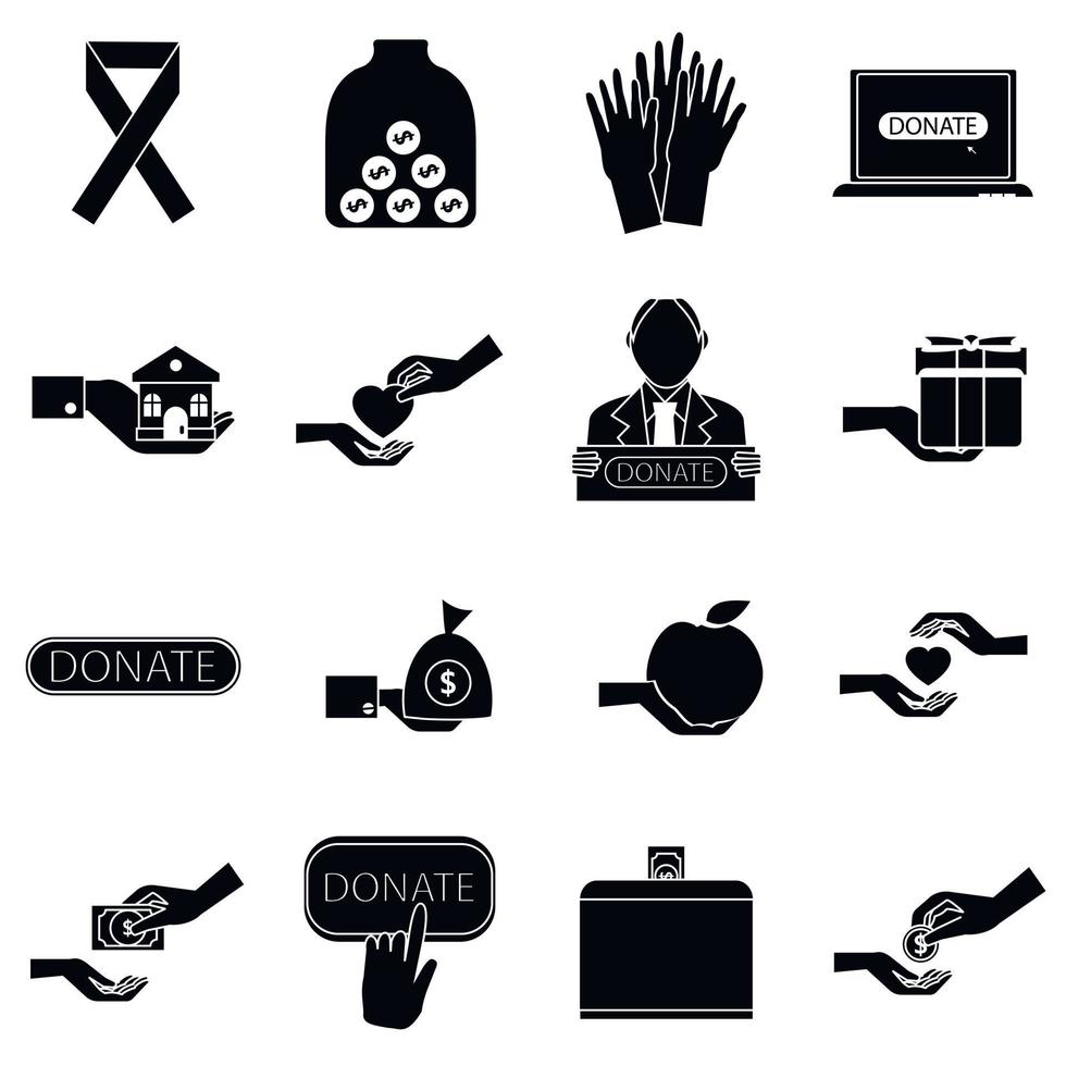 liefdadigheid iconen set, eenvoudige stijl vector