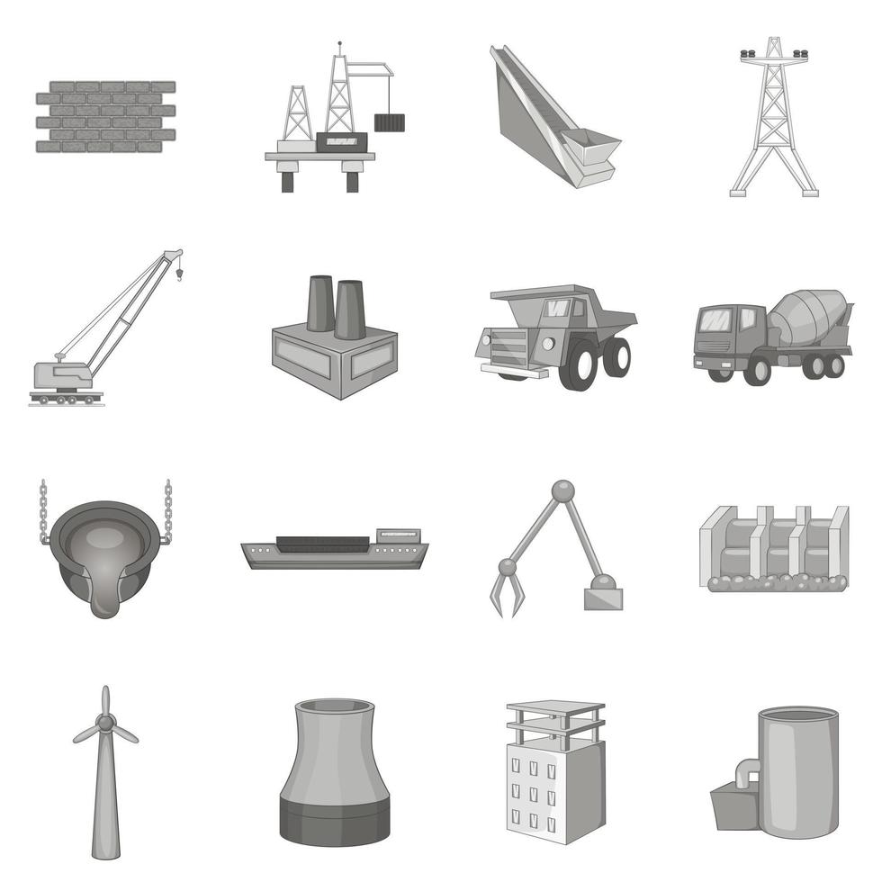industriële techniek iconen set vector