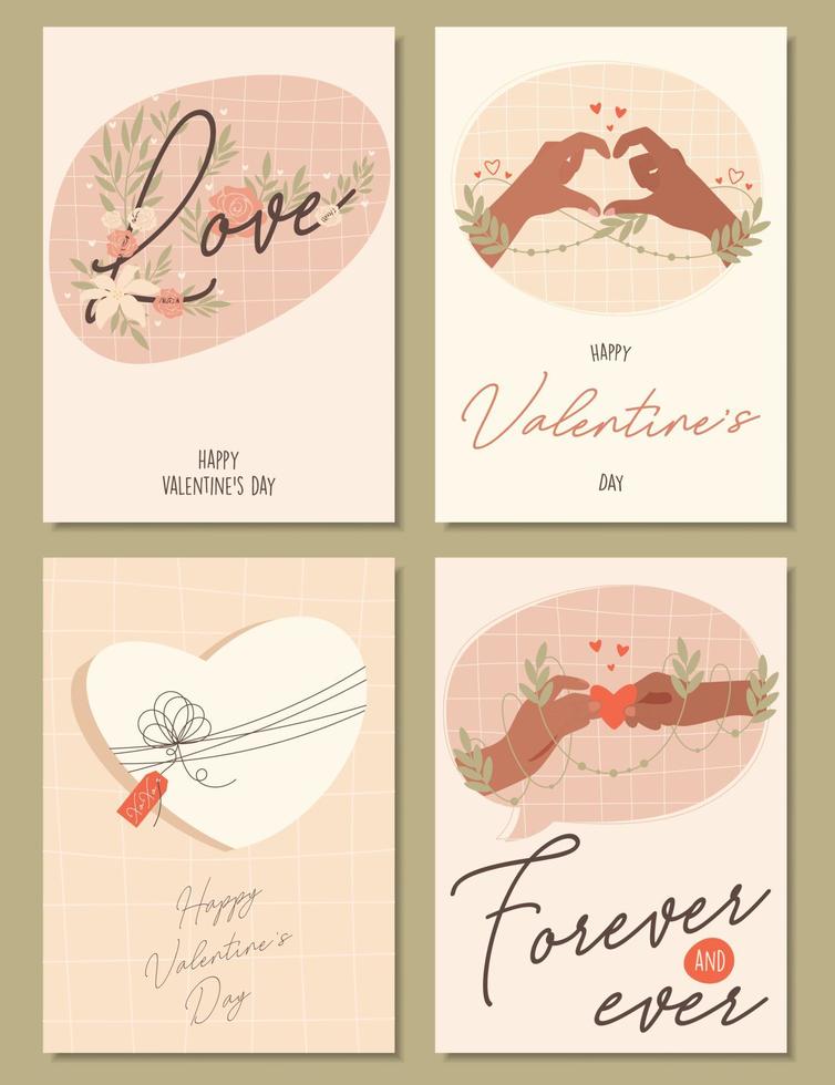 set van Valentijnsdag wenskaarten concepten vector