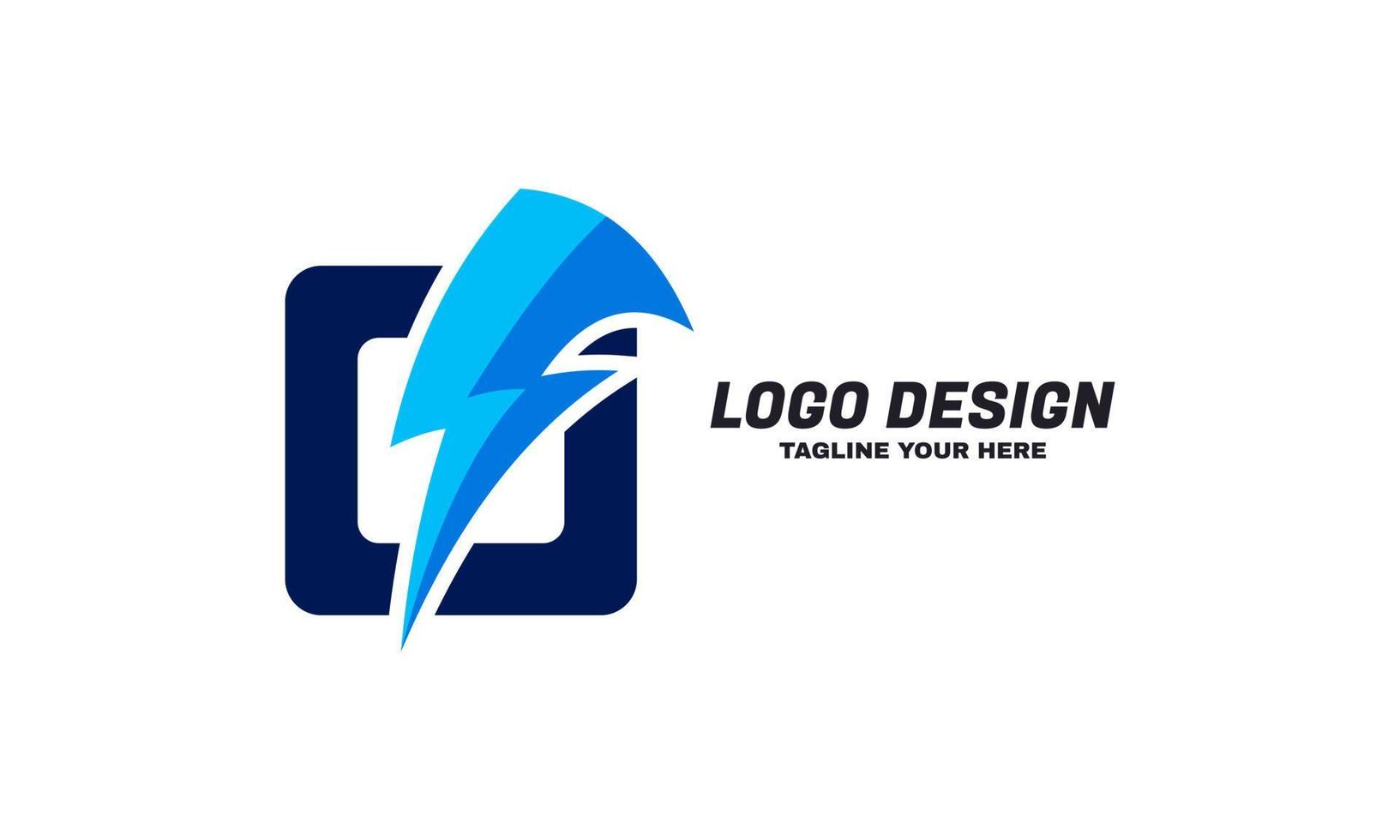 stock illustratie flits rechthoek elektrisch logo bout energiebedrijf vector