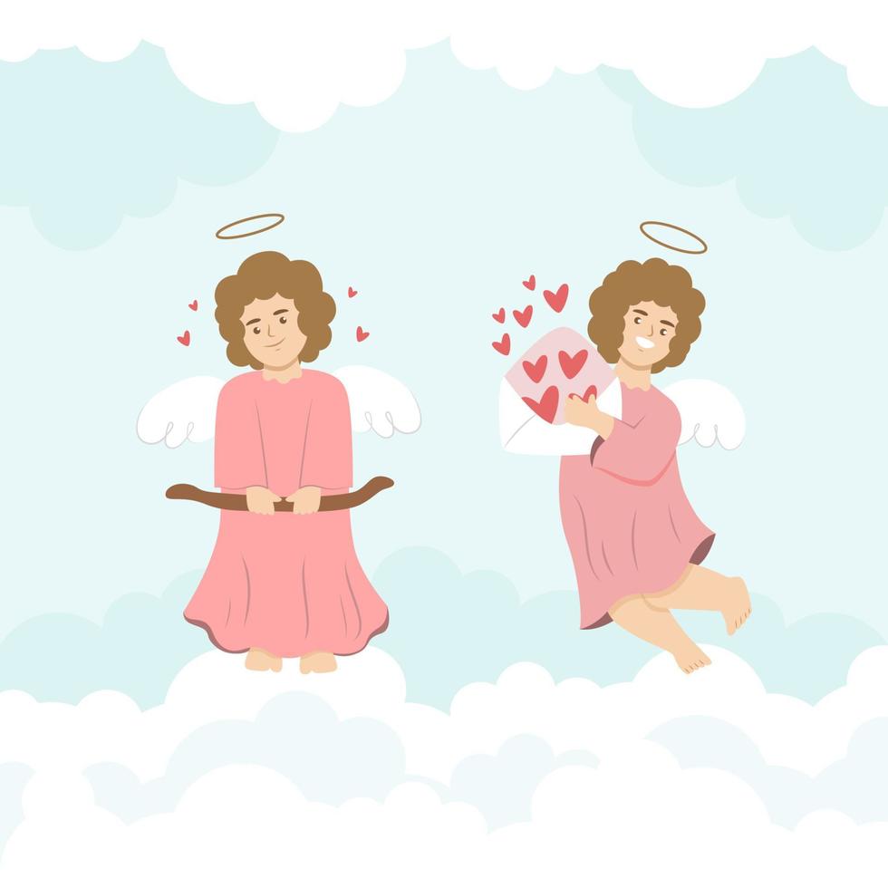 hand getekende platte cupido karakter illustratie vector