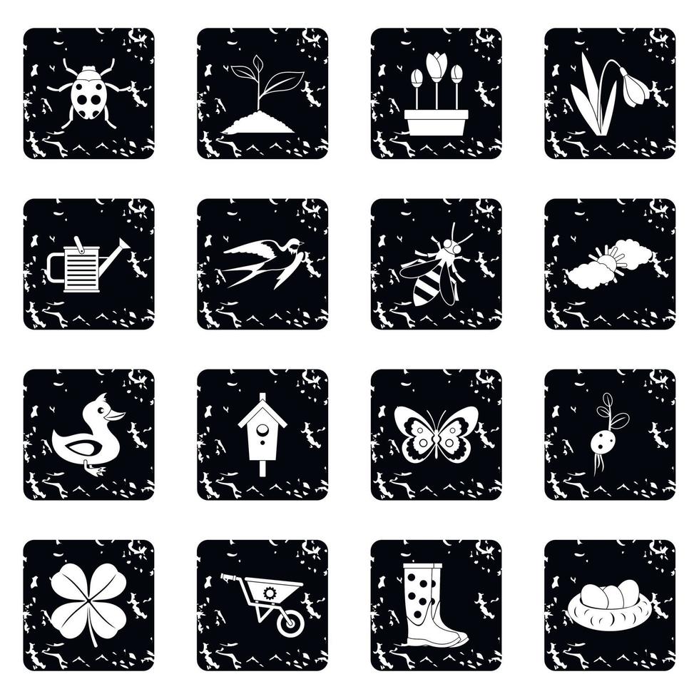 landbouw iconen set, grunge stijl vector