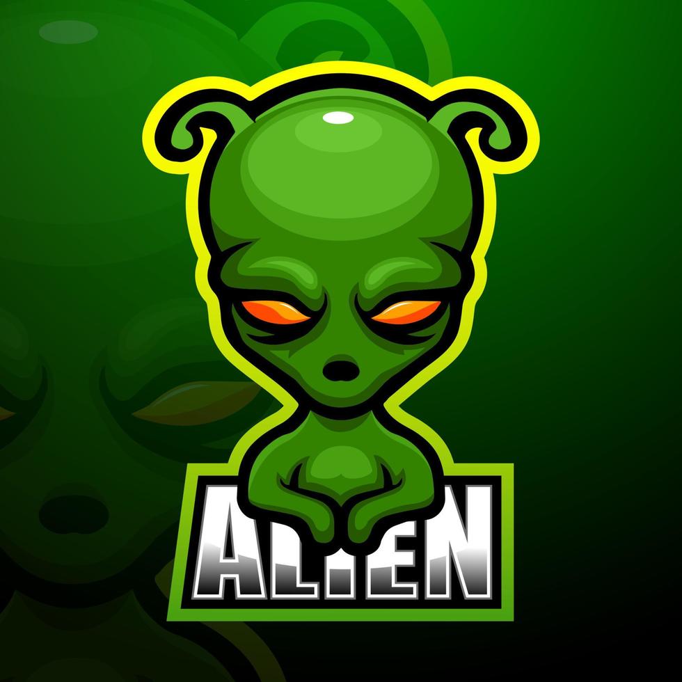 alien mascotte esport logo ontwerp vector