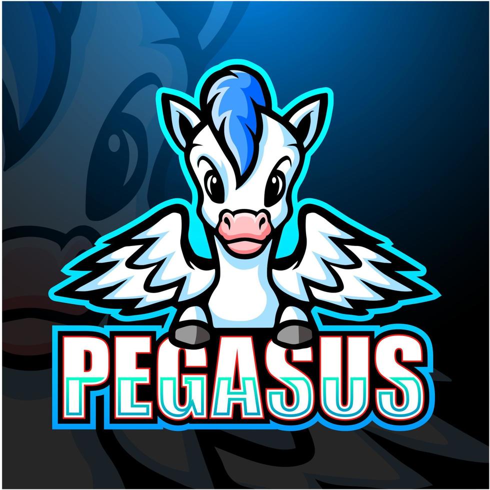 pegasus mascotte esport logo ontwerp vector