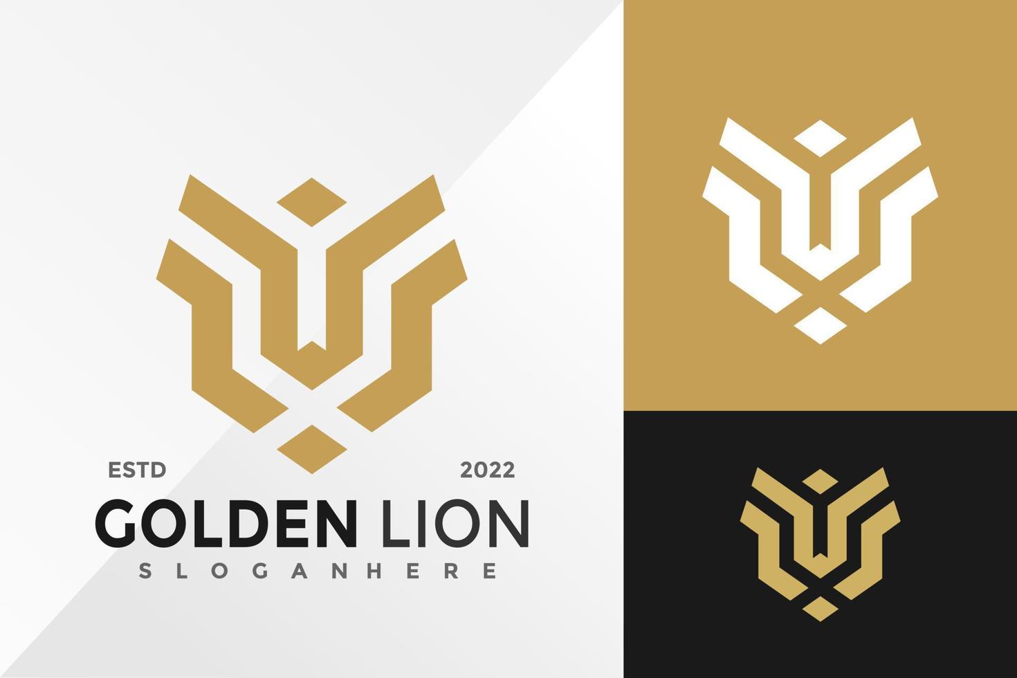 gouden leeuwenkop logo ontwerp vector illustratie sjabloon