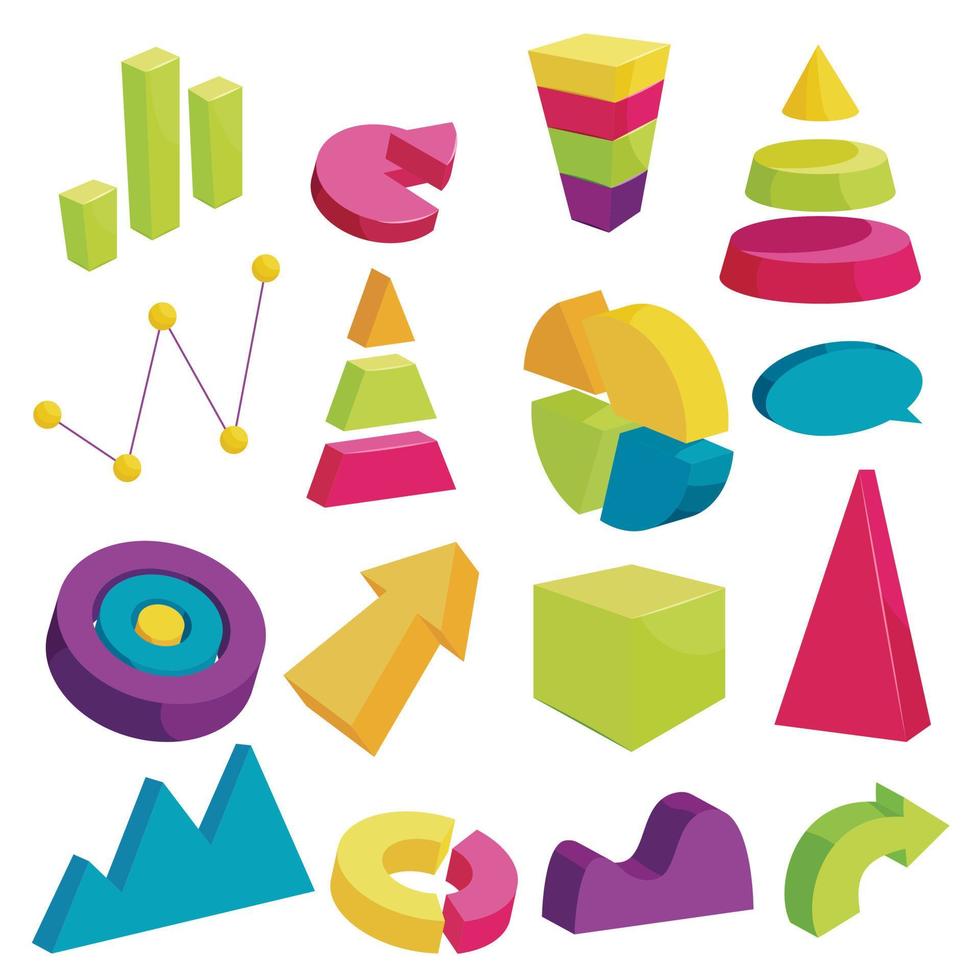 infographic items iconen set, cartoon stijl vector