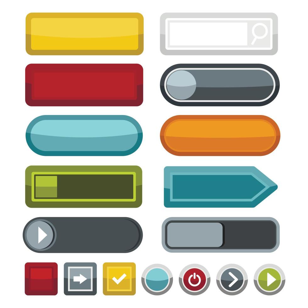 lege kleur web knoppen iconen set, vlakke stijl vector