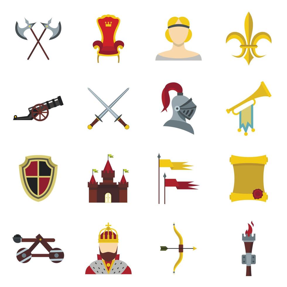 ridder iconen set, vlakke stijl vector