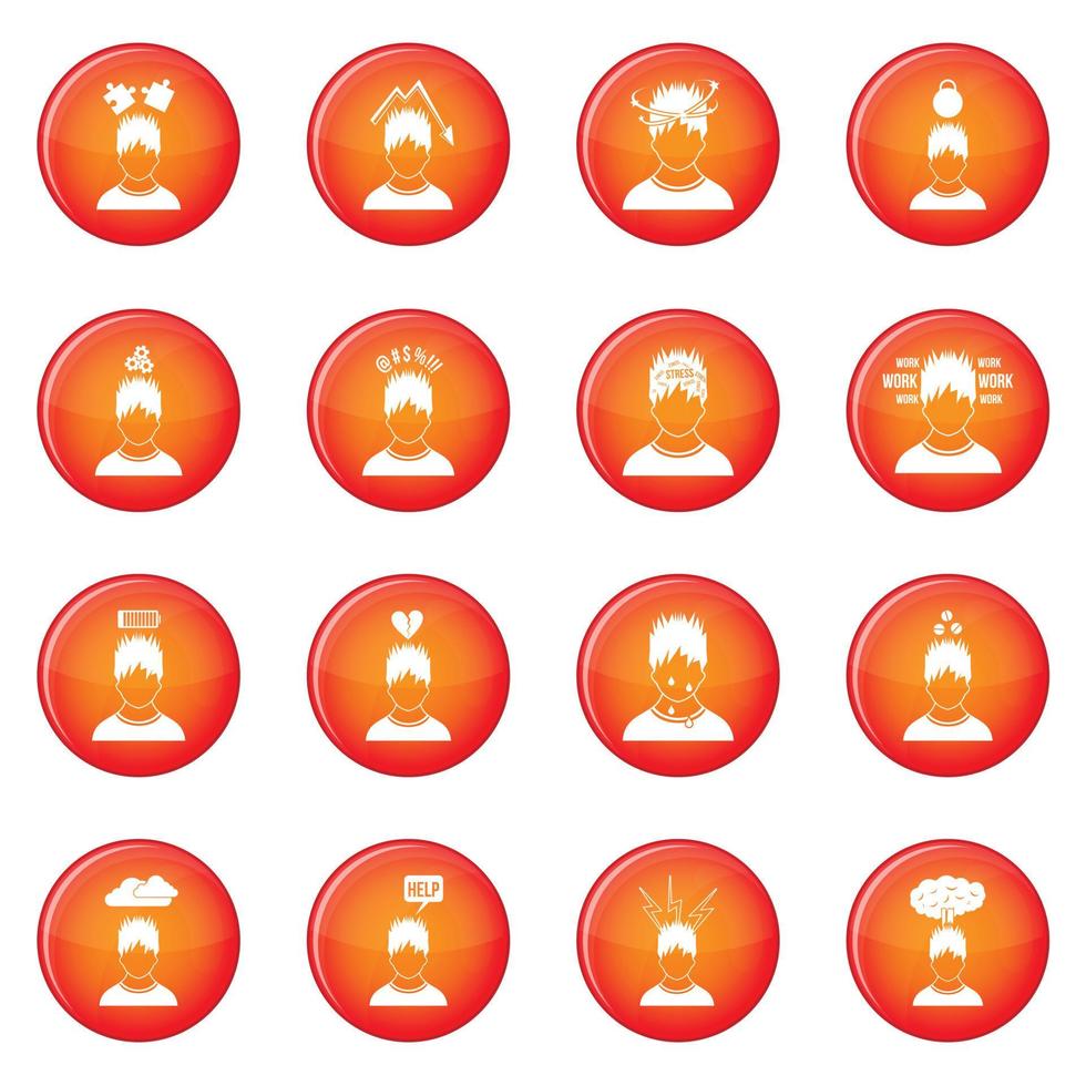 stress iconen vector set