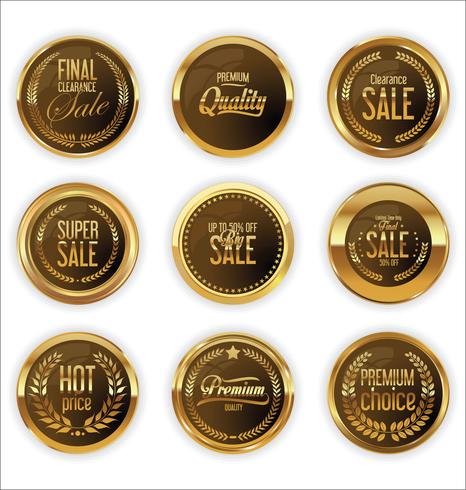 Luxe premium gouden insignes en labels vector