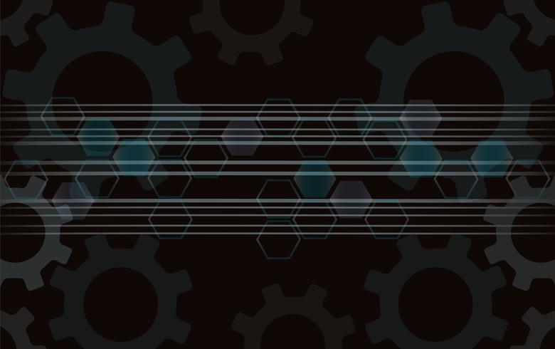 Abstracte versnellingen en zeshoek achtergrond vector