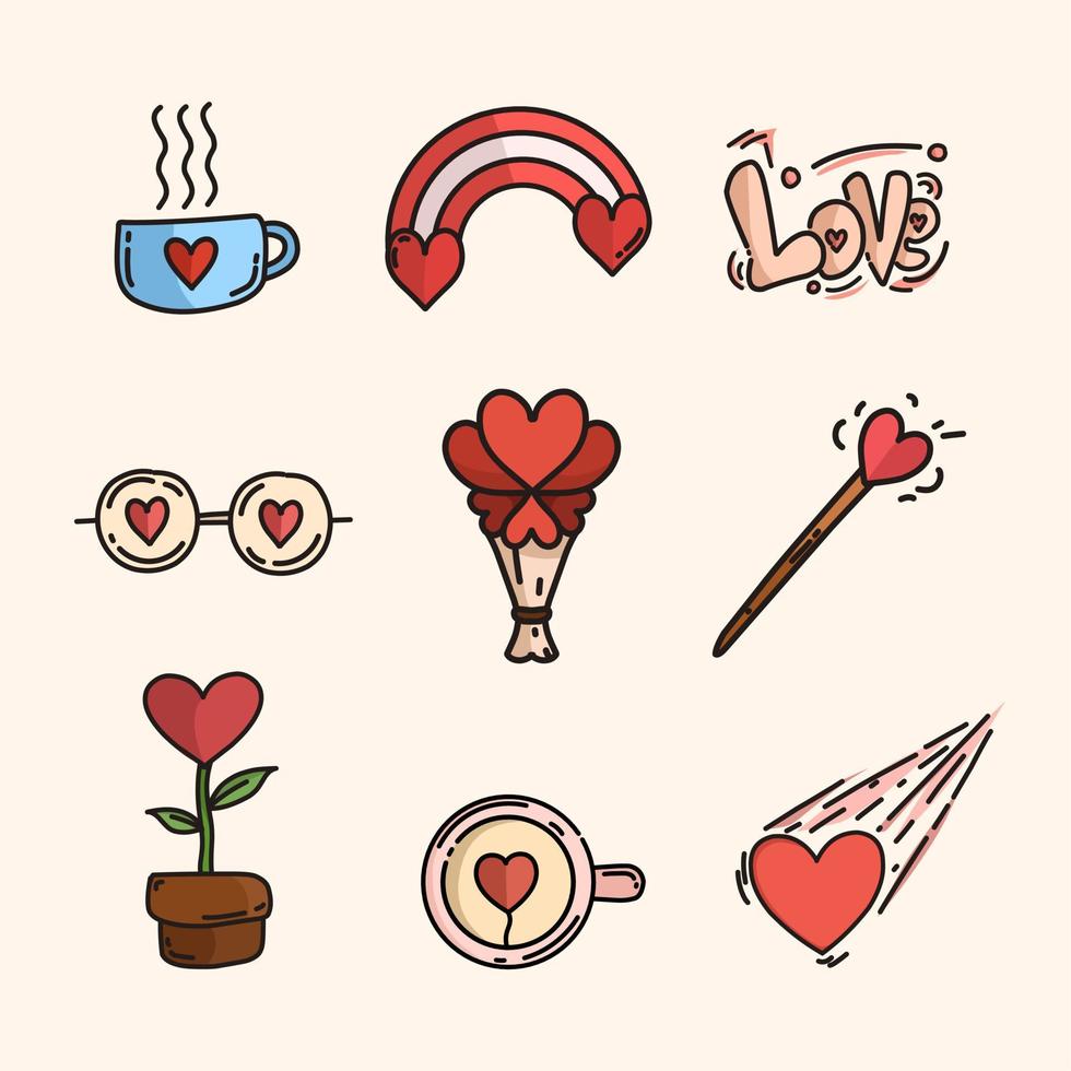 valentijn doodle set vector