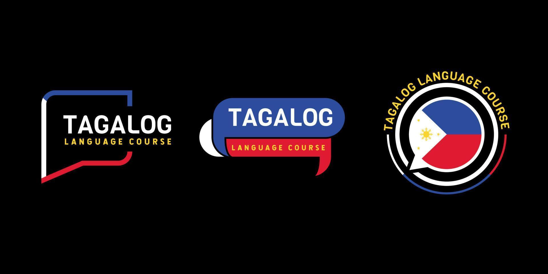 het leren van tagalog taalklasse logo. taaluitwisselingsprogramma, forum en internationaal communicatiebord. met Filippijnse vlag. premium en luxe vectorsjabloon vector