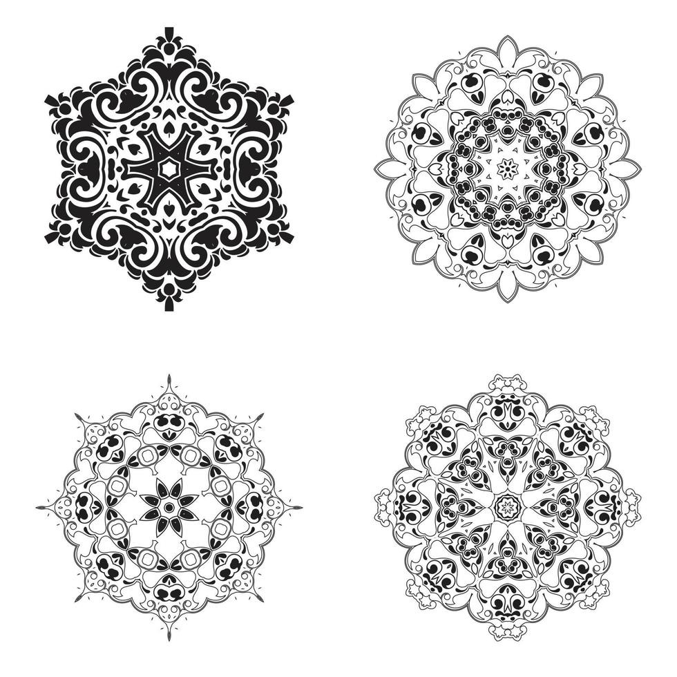 set bundel zwart-wit mandala vectorelement vector