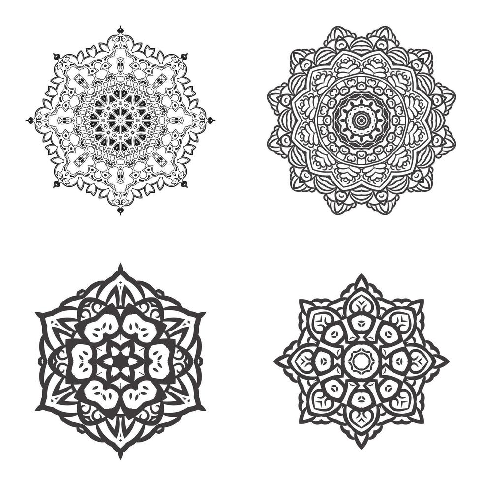 set bundel zwart-wit mandala vectorelement vector