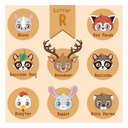 Dierencollectie met letter r vector