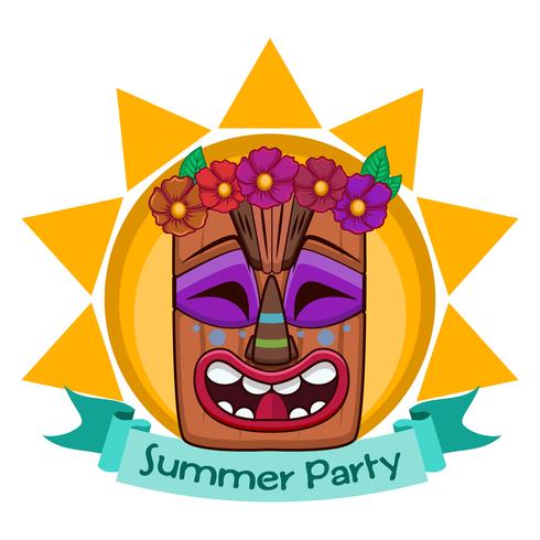 Tiki-gezicht ontwerp met banner vector